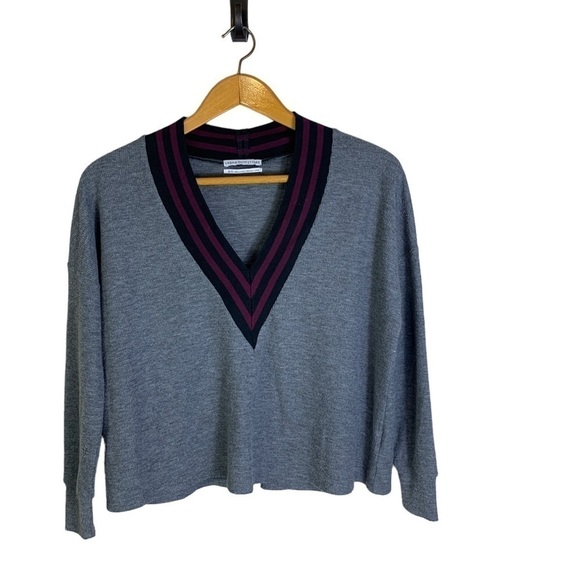 𝅺urban Outfitters Vivi Plunging V Neck Varsity Top Sweater size XS Oversized - Picture 5 of 12